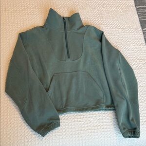 lululemon athletica brushed soft stream Half-Zip  Sweater in Sage
